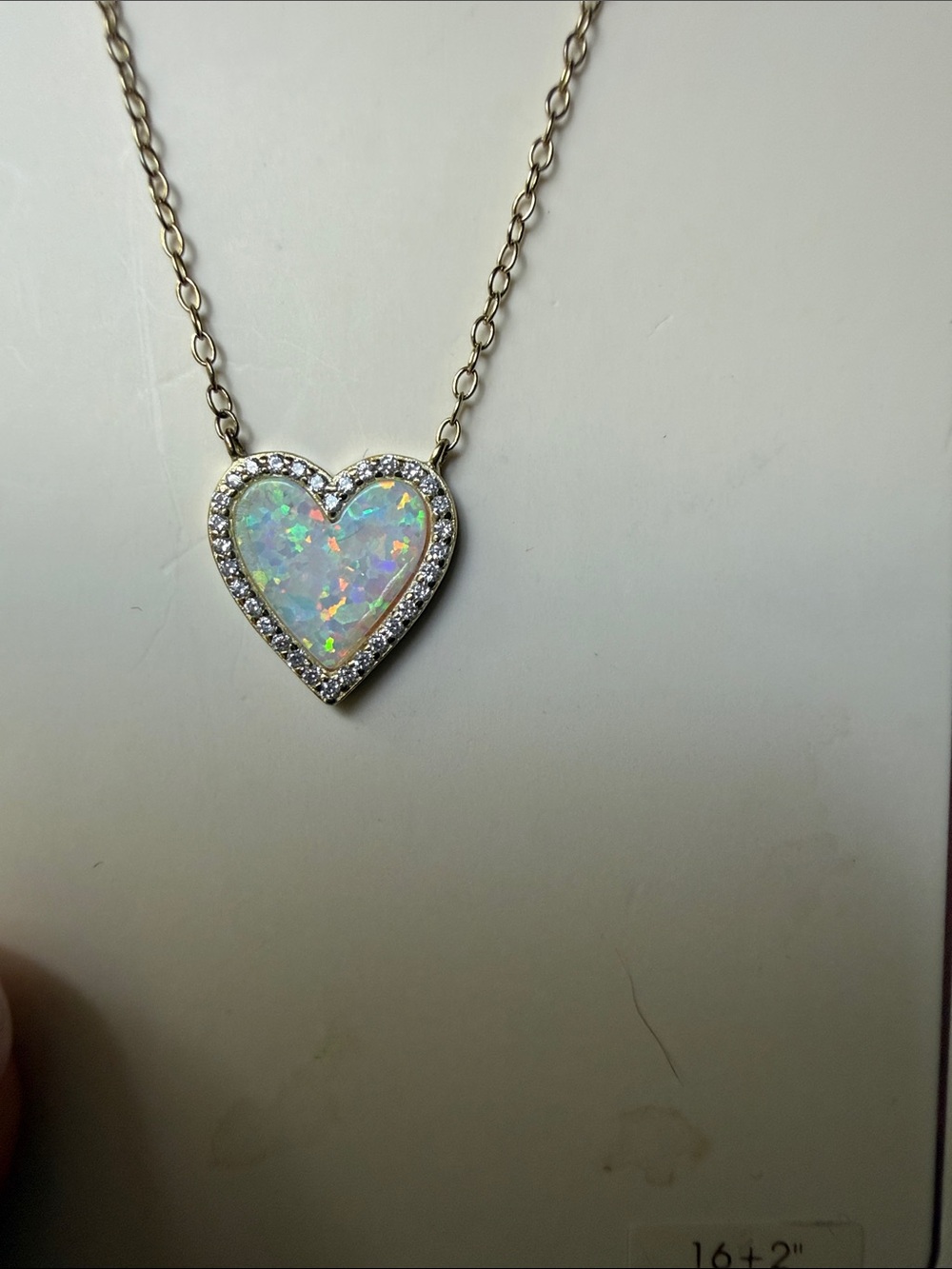 Rachel Zoe Sterling Silver Opal Heart Necklace - White Opal - Picture 2 of 3
